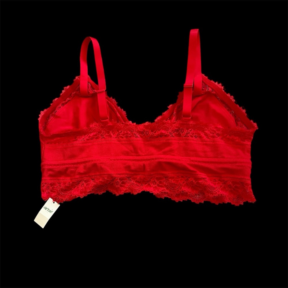 aerie Vibrant V-Neck Red Lace Bralette NWT- Size XXL - Picture 2 of 4